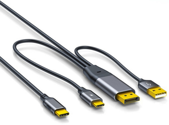 USB C-변환기 비디오 케이블 4K@60Hz 휴대용 모니터 VR 게임 장치용 터치 제어 가능, Straight head, 2m