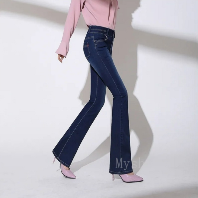 [Myshe]여성 나팔 청바지 가을 캐주얼 부츠컷 바지 JJ21901