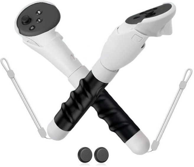 메타 퀘스트 2/3/3S 컨트롤러 그립 VR 게임 액세서리를 위한 확장된 손잡이 스틱을 가진 2-IN-1 확장된 긴 팔&손잡이 부속품과 호환, 1개, For Quest 3/3S