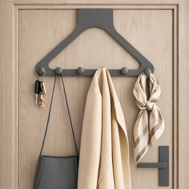 하늘움 공간활용좋은 무타공 수납 문걸이, 그레이, 1개