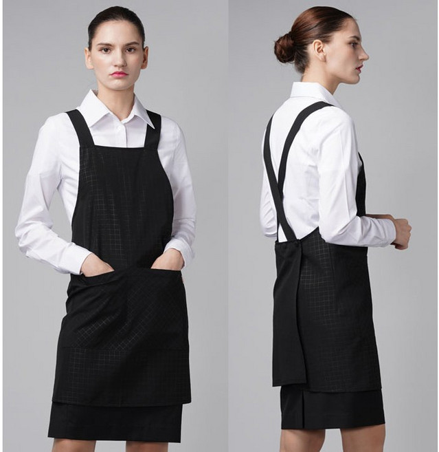 가르미르 멀티 체크 넓은끈 미용실 앞치마(사이즈 S/M/L) 국내생산, 1개, 블랙(사이즈-M)