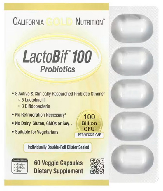 캘리포니아 골드 뉴트리션 락토비프 100 유산균 1000억 CFU 60캡슐, 60정, 1박스