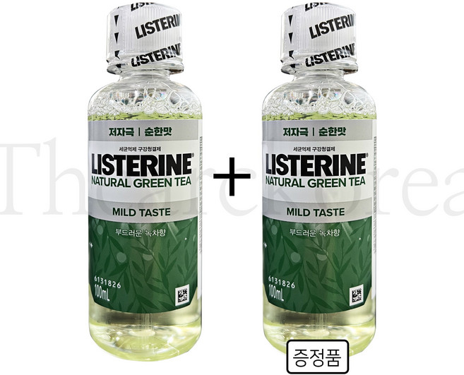 리스테린 내추럴 그린티 마일드 구강청결제, 100ml, 2개