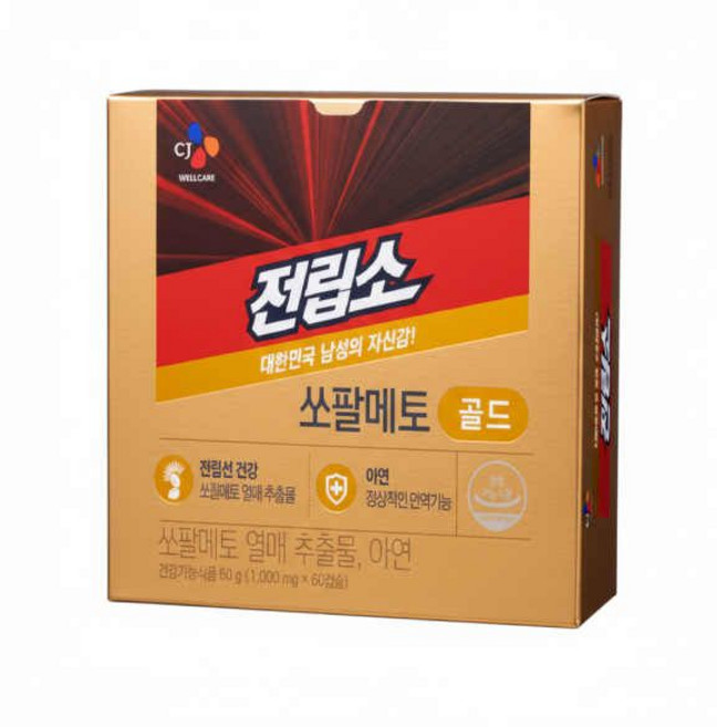 CJ웰케어 전립소 쏘팔메토 골드 1000mg 60캡슐2개월분 743290, CJ웰케어 전립소 쏘팔메토 골드 1000mg 60캡슐2