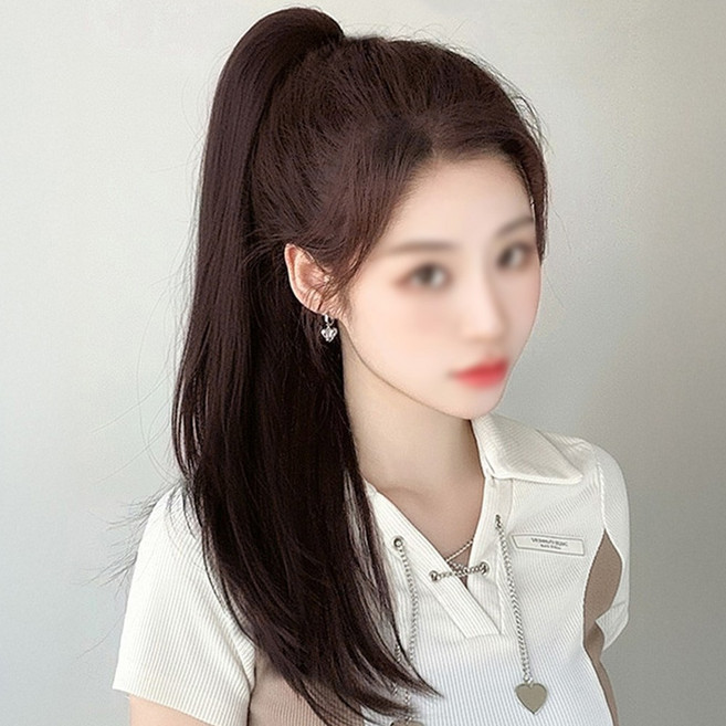백송 찰랑 생머리 포니테일 집게핀 여자가발 집게가발 초간편 스타일링 롱스트레이트 패션가발, 1개, 찰랑생머리포니테일집게핀 브라운