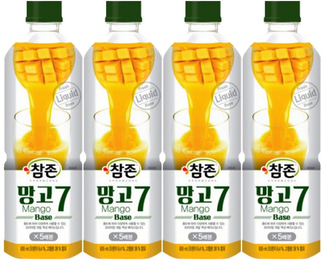 참존 망고7 원액 (PET) 주스 베이스 농축액, 4개, 835ml