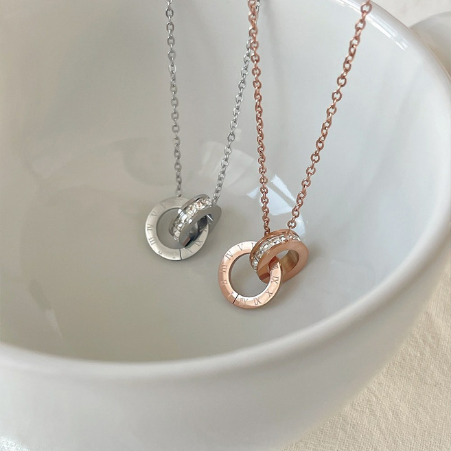 띵니 써지컬 목걸이 로마 큐빅 목걸이 숫자 투링 큐빅 팬던트 여성 여자 체인 목걸이 줄