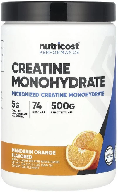 뉴트리코스트 운동 능력 크레아틴 모노하이드레이트 만다린 오렌지 (1.1lb), 1개, 500g - 쿠팡