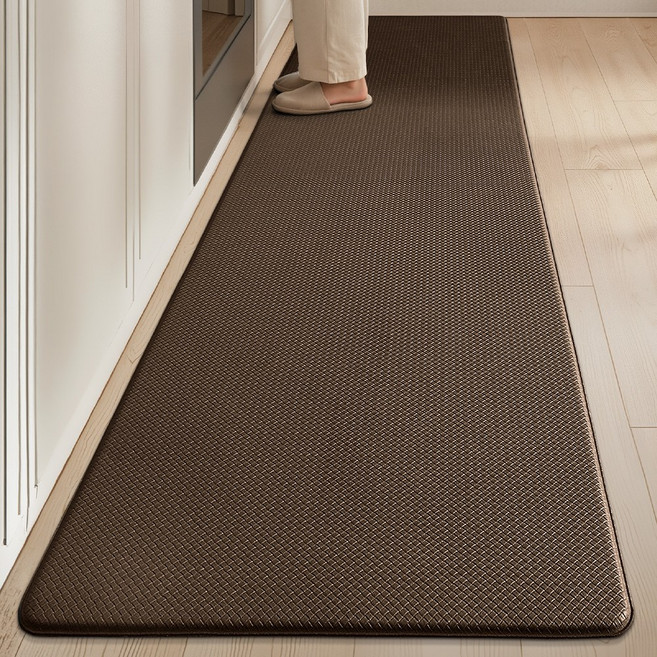 DEXI 쿠션 싱크대 방수 PVC 주방매트 특대형 싱크대발매트 미끄럼방지 두꺼운 10mm 주방 발매트 대형, 갈색