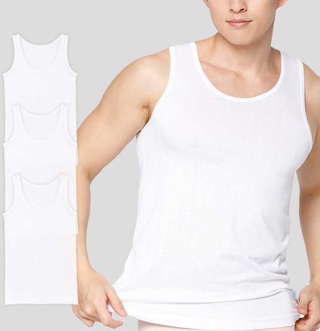 BYC 3매입 60수 30수 순면 빅사이즈 남성 런닝 면 나시 흰색 메리야스 러닝 민소매 런닝셔츠 남자 상의 속옷 세트