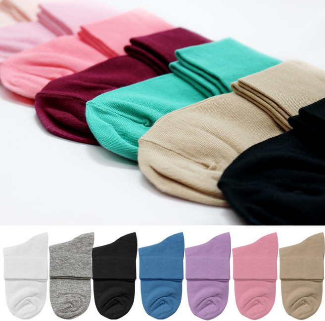 프레리 여성 발목 조임 없는 무압박 단목 무지 면양말