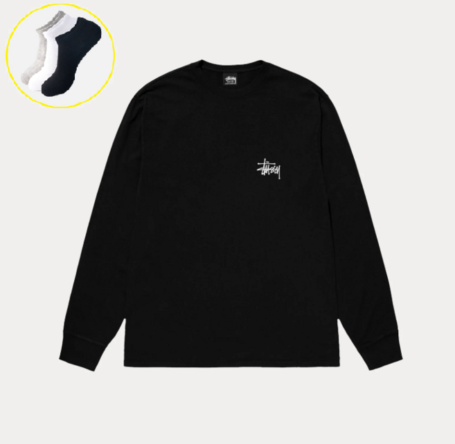 [국내매장판] 스투시 베이직 롱슬리브 티셔츠 긴팔티 + 패턴양말 증정