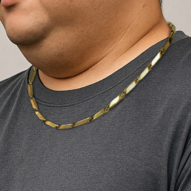 18k 도금 목걸이 빅사이즈 60cm 대나무육각 써지컬 체인 티타늄