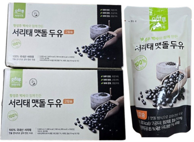 오하루 자연가득 서리태 맷돌 두유 무설탕 무가당 국산 검은콩 (grk), 1개, 180ml