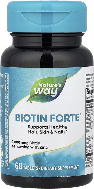 새해 첫좋은선물 Nature's Way Biotin Forte® 아연 함유 60정 제대로 할인합니다, NaturesWayBiotinForte아연함유60정, 1개 - 쿠팡