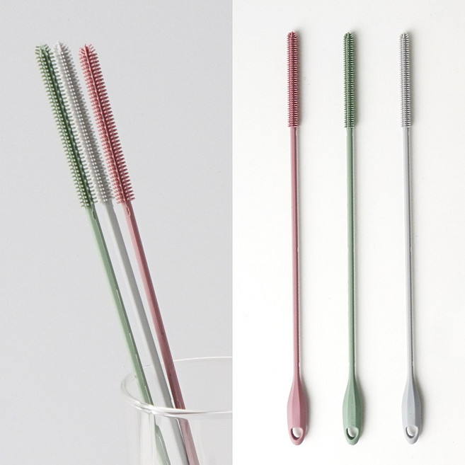 국산 빨대솔 실리콘 브러쉬 빨대 세척솔, 그린, 1개