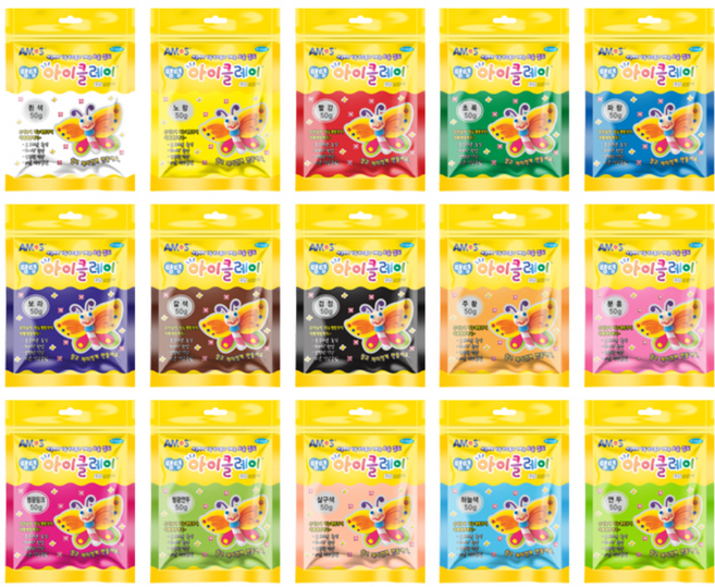 아모스 탱탱 아이클레이 파우치 50g 15색 칼라 가벼운 요술점토, 초록, 1개