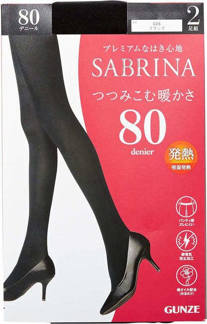 [군제 사브리나스타킹 일본직구] 타이츠 SABRINA 감싸는 따뜻함 흡습 발열 보풀이 잘 생기지 않는다 80데니어 2족 세트 여성