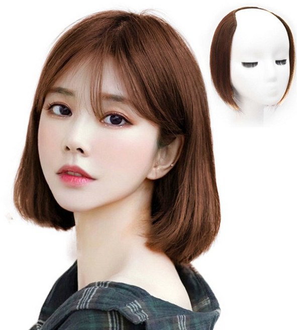 이쁘다샵 가발위드 짧은머리 스타일 어반쇼트 숱보충 붙임머리, 라이트브라운20cm, 1개