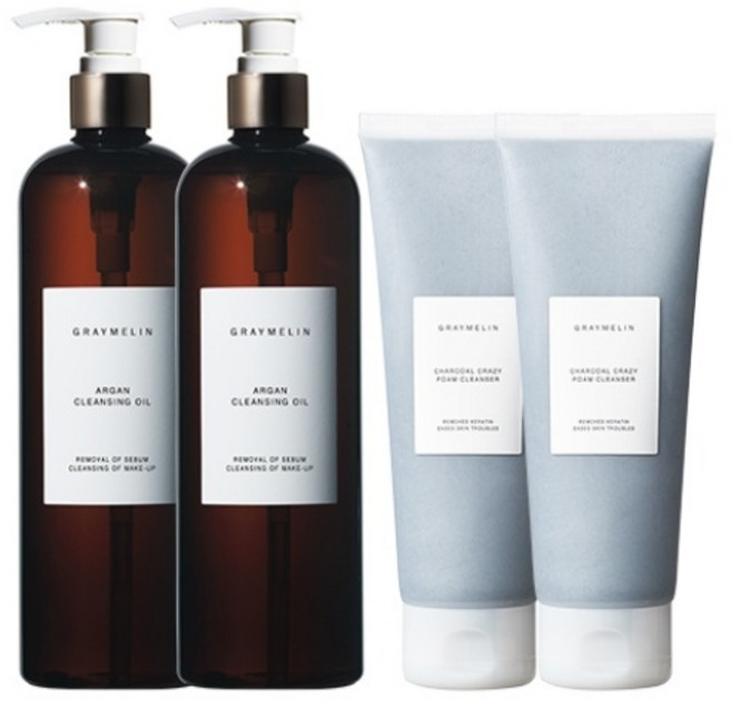 그레이멜린 아르간 클렌징 오일 500ml + 크레이지 폼 클렌져 차콜 150ml, 2세트