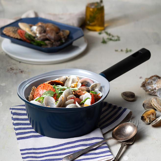 로이첸 채움하다 편수냄비, 18cm, 마린블루, 1개