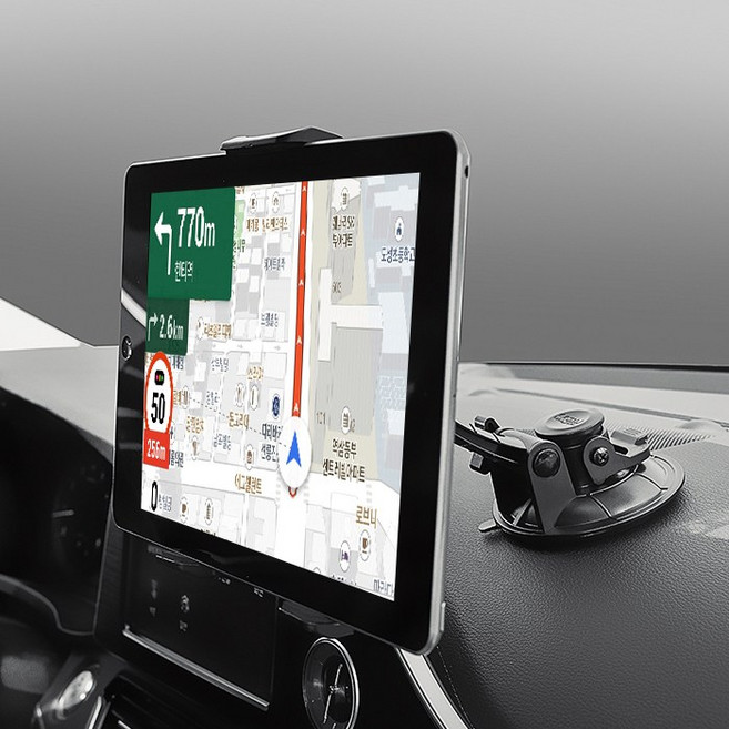생활의신 강력 흡착 360도 차량용 태블릿 거치대, 블랙, 1개