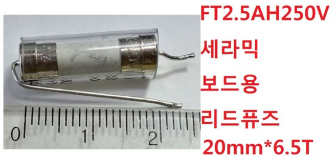 세라믹 리드퓨즈 20mm5.5T 250V2.5A 보드삽입용 2개, 1개