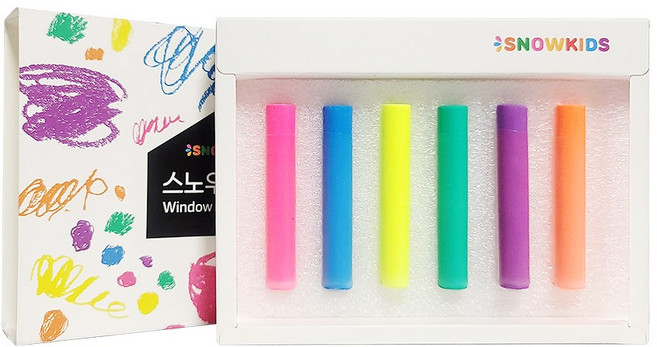 스노우크레용 스노우키즈 수용성 워셔블 크레용 6색 크레파스 유아크레용 어린이크레용, 1개