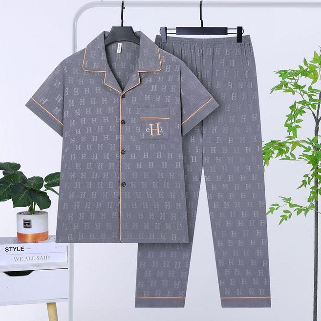 雲朵棉睡衣男士夏季短袖長褲三件套薄款夏天大碼青中年爸爸家居服 副廠商品