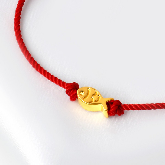 [러브넛] 행운 순금 럭키 피쉬 스트링 컬러 금전운 상승 데일리 물고기 끈 매듭 소원 팔찌