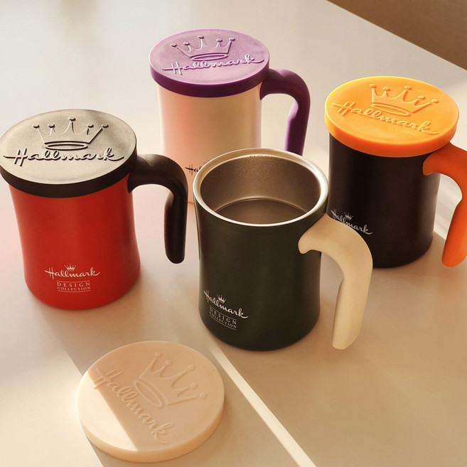 홀마크 티투스 스테인레스 머그컵 450ml BPA Free 사무실컵 캠핑, 블랙, 1개