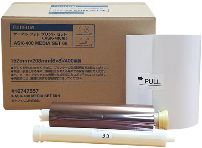 셀프사진관용 후지 프린터 인화지 ASK-400 4X6인치(68미디어) - 800매 (1박스 2롤 세트), 1박스