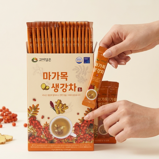 마가목 생강차 스틱 50포 고이담은 17g 건강차, 1개