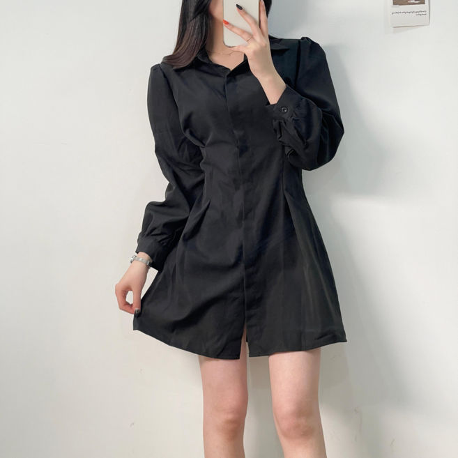 뒷밴딩 단델리온 셔츠 원피스 하객 데이트룩