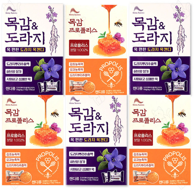 목감 엔 도라지 캔디 + 목감 프로폴리스 캔디, 3세트, 88g