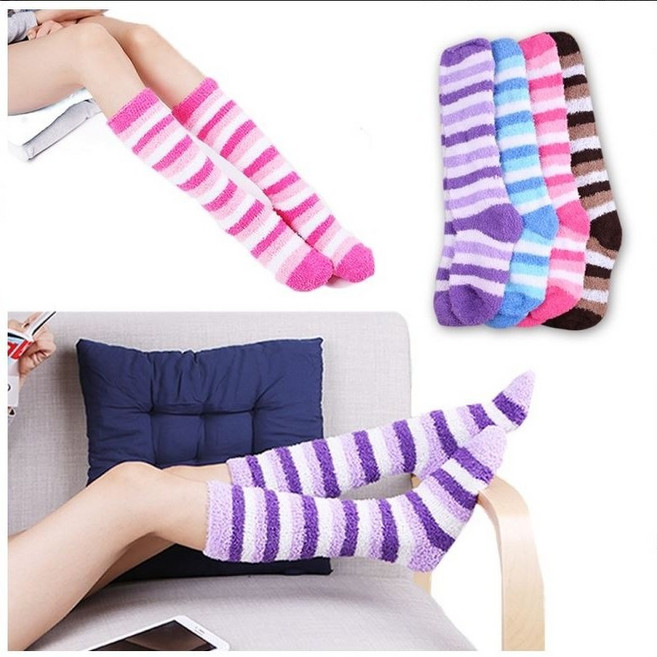 [123마켓] 줄무늬 롱 수면양말 니삭스 겨울양말 임산부양말