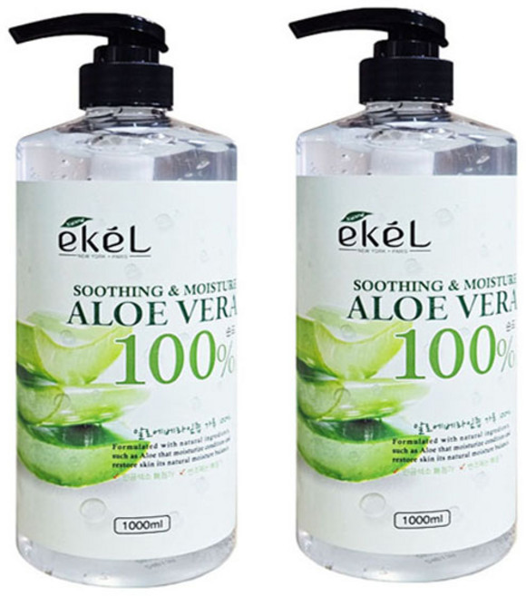 [1+1] 이켈 알로에베라 수딩젤 1000mlx2개 알로에겔 수분 진정 보습 크림, 1L, 2개