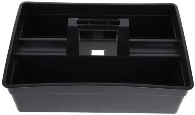 손잡이가 있는 회색 도구 운반 보관 청소 용품 정리함 토트 트레이 패스너 3 칸막이, 1개