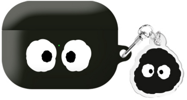 몽몽 페이스 에어팟프로2/에어팟3/에어팟4 하드 케이스 +아크릴키링 세트, 몽몽페이스_블랙, AirPodsPro(2세대), 1개