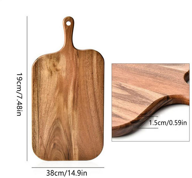 주방용 나무 도마 손잡이가 샤퀴테리 상업용 플레이트 서빙 있는 양면 치즈 보드, B