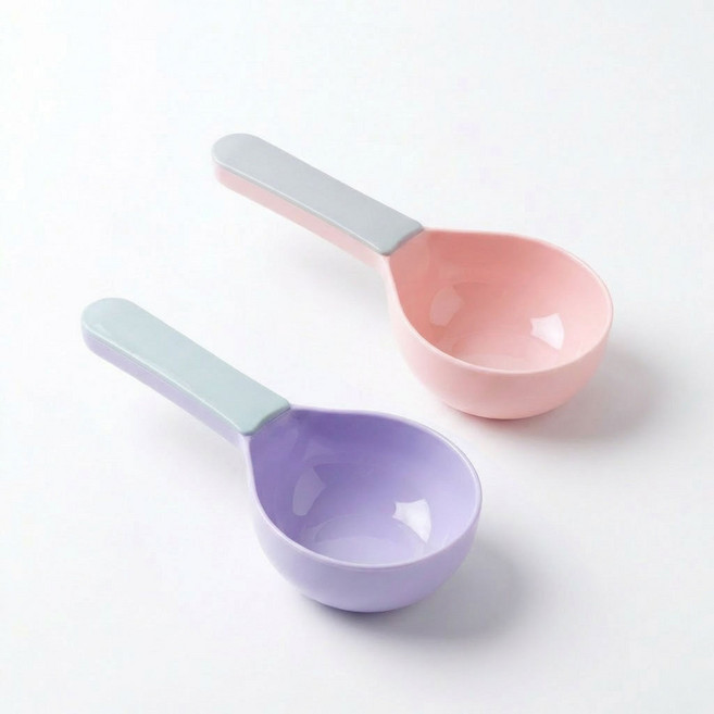 강아지 스푼 고양이 스푼 사료숟가락 반려동물 사료스푼 파스텔 사료 스푼 투톤 사료 스쿱 애견 숟가락 샤료스푼 강아지 고양이, 2개, 핑크*그레이 + 퍼플* 그레이