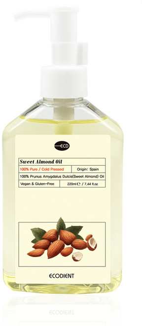 [에코디언트] 100% 퓨어 스윗 아몬드 오일, 1개, 220ml