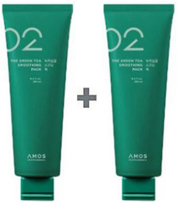 [NEW]아모스 녹차실감 스무딩 팩 250ml 1+1, 2개