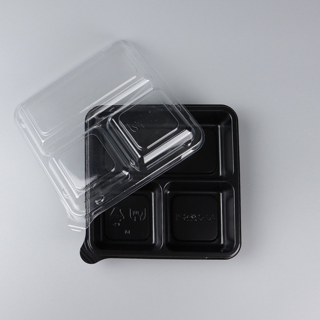 반찬 떡 마카롱 포장용기 AJ 3칸 정사각 찬용기 세트, 1개, 900개