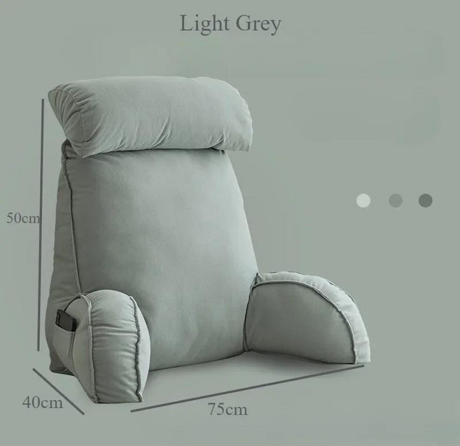 게이밍 독서 반달 쿠션 쿠션테이블 등받이 멀티 쿠션 세척 가능한 머리판 부드러운 침대 머리 가방 목 보호 받침 소파 허리, Light Grey