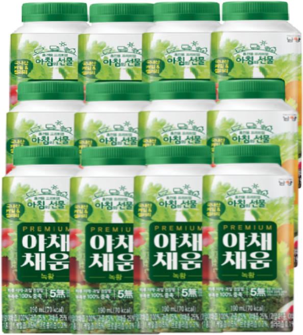 남양 야채채움 녹황 190mlx12팩/야채착즙주스/무배, 12개, 190ml