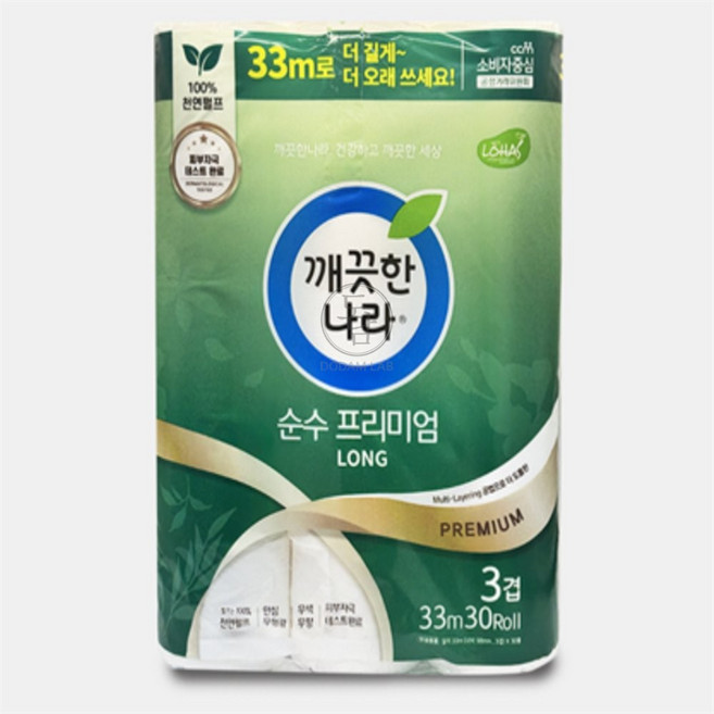 [도담랩] 무표백휴지 깨끗한나라 33m 화장지, 30