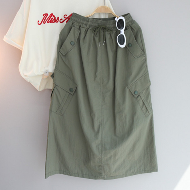 달콩 여성 빅사이즈 롱치마 여름 밴딩스커트 허브바스락카고롱스커트