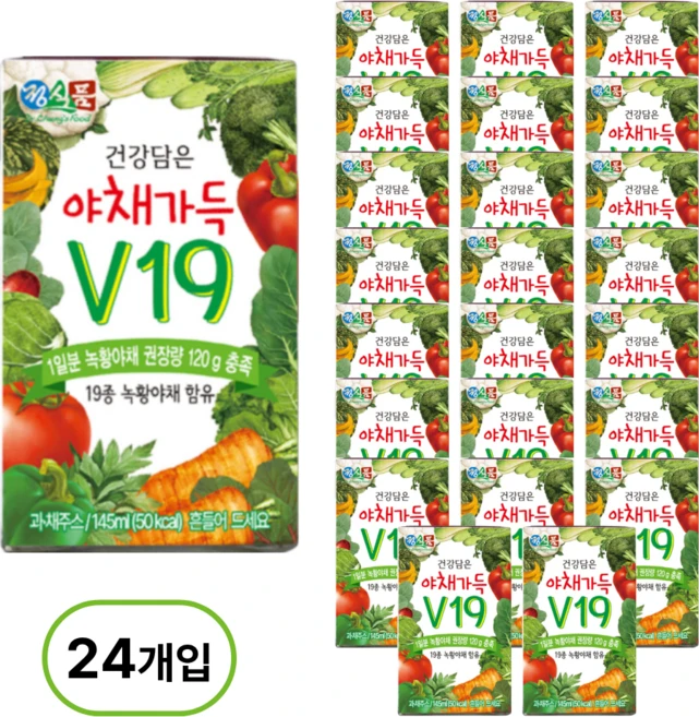 정식품 건강담은 야채가득 V19, 145ml, 24개 - 쿠팡