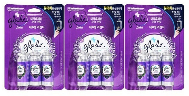그레이드 화장실용 방향제 터치후레쉬 리필 내추럴 라벤더 3입 x 3개, 9개